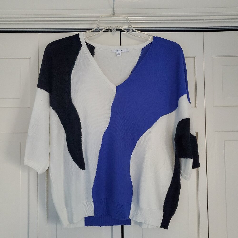Chico’s Abstract Print Intarsia Sweater Large/Size 2